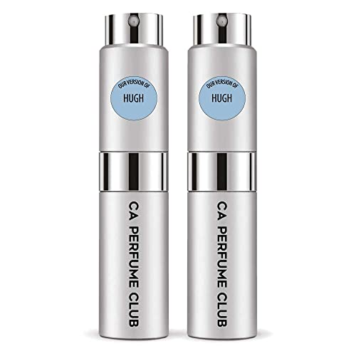 CA Perfume Impression of H. Bosh Hugh For Men Replica Version Fragrance Dupes Concentrated Long Lasting Eau de Parfum Spray Refillable Atomizer Bottle 0.27 Fl Oz-X2
