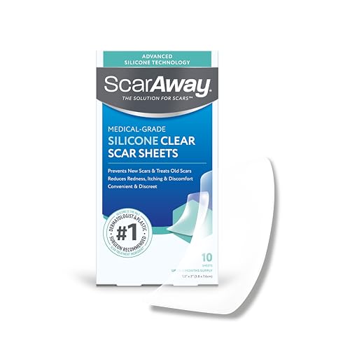 ScarAway Advanced Clear Silicone Scar Sheets, Medical Grade Silicone Strips (1.5" x 3") Scar Treatment and Prevention for Surgical, Burn, Body, Hypertrophic & Keloid Scar Treatment, 10 Clear Sheets
