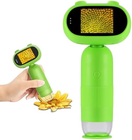Crspexi Microscope, Digital Microscope,Holding Magnifying Glasses，2’’ IPS Eye-Protecting Screen,2 MP,1080P,8 LED Lights,with 8GB Card and 12 Slices,Christmas,Birthday,Edu Gifts.