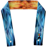 KOOLGATOR Evaporative Cooling Neck Wrap - Keep Cool in The Heat, Summer Cooling Accessories, Long Lasting, Reusable & Breathable, Available in 1, 3, or 5 Pack (Flames: Blue & Red, 3 Pack)