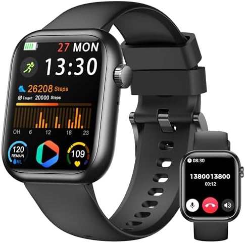 Smart Watch(Answer/Make Call), 1.83" Fitness Watches for Men Women with Heart Rate/Blood Oxygen Monitor, Sleep Tracker, Pedometer, 120+ Sport Modes, IP68 Waterproof Fitness Tracker for Android iPhone