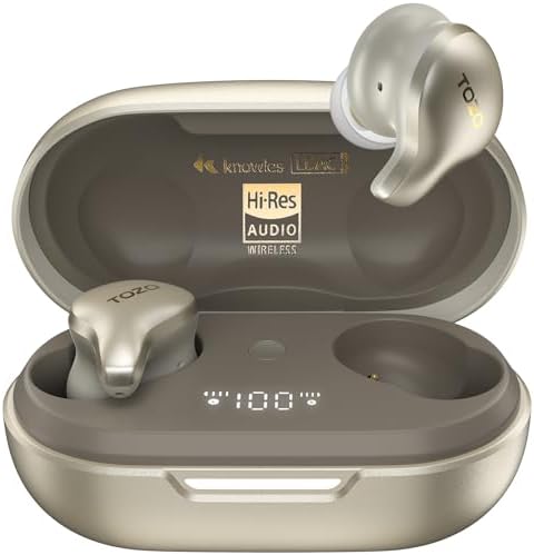 TOZO Golden X1 Wireless Earbuds Balanced Armature Driver and Hybrid Dynamic Driver, Bluetooth Headphones OrigX Pro, LDAC & Hi-Res Audio Wireless, Noise Cancellation Headset Champagne