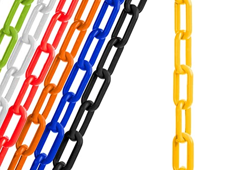 US Weight (Made in USA) 2" x 50' Yellow Plastic Safety Chain ft. SunShield UV Resistant Technology