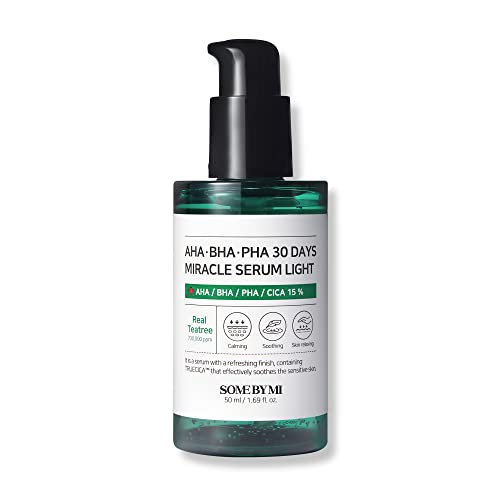 SOME BY MI AHA BHA PHA 30 Days Miracle Serum Light - 1.69Oz, 50ml - Daily Skin Prep Korean Serum for Removing Blackhead - Pore Care Face Serum with Skin Oiliness and Texture Care - Korean Skin Care