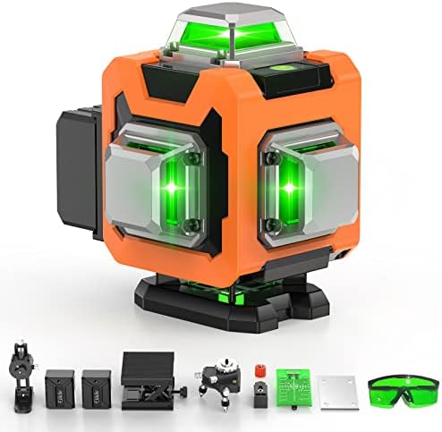 Laser Level, Elikliv 4D Laser Level 360 Self Leveling, 200Ft Green Laser Level Lines Tool, 4x360° Cross Line Laser for Construction and Picture Hanging, with 2 Rechargeable Batteries (8 Hrs)