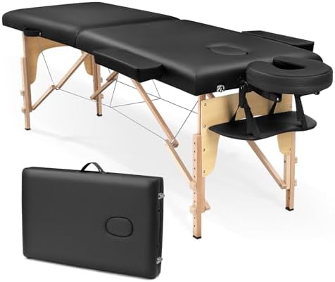 Massage Table Portable Lash Bed: Foldable Physical Therapy Table for Spa Tattoo (Black)
