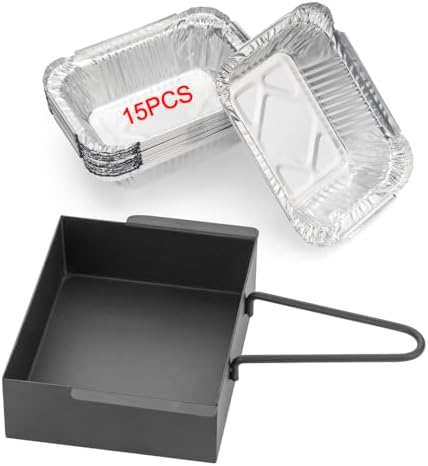 Grill Drip Pan for Nexgrill 720-0830H with 15Pack Aluminum Foil Liner,Grease Catcher Cup Box for Home Depot Nexgrill 720-0830D,720-0888N,720-0925P,720-0896,720-08882A,Grease Pan for Cuisinart CGG-7400