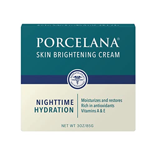 Porcelana Nighttime Hydration Cream Updated Formula - Fades Dark Spots & Evens Skin Tone - For Sun or Age Spots, Acne Scarring, Melasma & Other Discoloration - Moisturizer w/Vitamins & Antioxidants