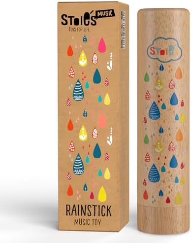 Stoie's Wooden Rain Stick Instrument, Support Music Exploration, Coordination and Rhythm Rain Stick Baby Toy, Soothing Sound for Sensory Play, Rainstick Instrument for Kids, 1 Pack
