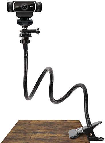 Pipishell 25 Inch Webcam Stand, Flexible Desk Mount Clamp Gooseneck Stand for Logitech Webcam C960 C930e C930 C920 C920S C922x C922 Brio 4K C925e C615 and Other Devices with 1/4" Thread-PIWS01