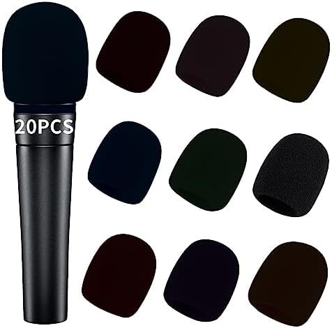 Pop Filter for Microphone Foam Microphone Covers Disposable Mic Covers for Microphones, 20Pcs Colorful Mic Windscreen Reusable Mic Foam Covers (Black)