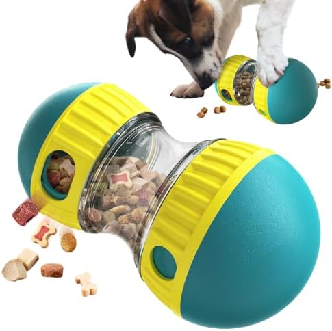 Dog Puzzle Toy Adjustable Treat Dispensing Ball Food Dispenser Tough Slow Feeder Puppy Enrichment Training Toy Pet Interactive Chase Toys for Small Medium Large Dogs to Keep Them Busy, Green
