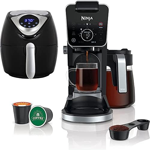 Ninja CFP301 DualBrew Pro Specialty 12-Cup Drip Coffee Maker (Renewed) Bundle with Deco Chef 3.7QT Electric Oil-Free Digital Air Fryer for Healthy Frying