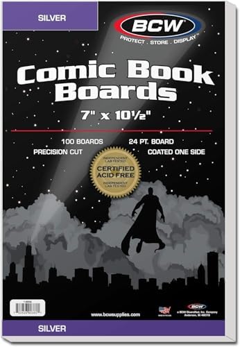 BCW Silver Age Backing Boards - 1 Pack (100 Total) | Certified Acid-Free, 7x10.5 Inches | Safeguard Your Valuable Silver and Bronze Age Comics