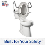 Bemis Assurance 3" Raised Toilet Seat with Handles, Clean Shield Guard, Secure Hinges, Elongated, White