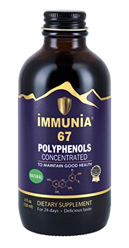Immunia 67 polyphenols - Elderberry Concentrate with Wild Blueberry. Antioxidant Supplement. Concentrate of 67 polyphenols (Anthocyanins, Quercetins, Resveratrols, 24 Days/Bottle (1-Pack)