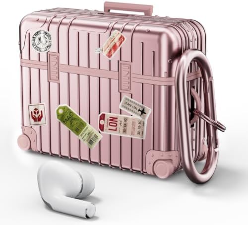 KOREDA Compatible with AirPods Pro 2nd/1st Generation Case Cover, Cute Funny Suitcase Design Case for Airpods Pro 2nd/1st Gen, Fashion Protective Hard Case for Women Men with Keychain