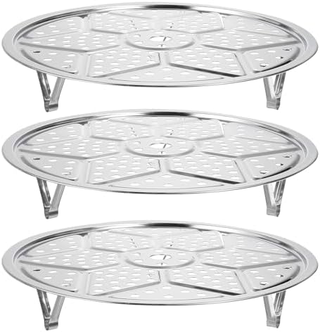 uxcell 2pcs Stainless Steel Steamer Rack with Stand, 11 Inches Pot Steaming Tray for Steamer Cookware Instant Pressure Cooker, Silver Tone