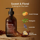 Gya Labs Calming Massage Oil for Massage Therapy - Natural Aromatherapy Massage Oils - Crafted with Lavender, Petitgrain, Chamomile, Sweet Orange, Jojoba & Argan Oils (6.76 fl oz)