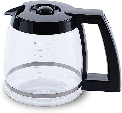 Replacement 12-Cup Glass Carafe, Compatible with Cuisinart Coffee Maker, Replaces DCC-1200PRC (Decorative Stainless-steel Handle)