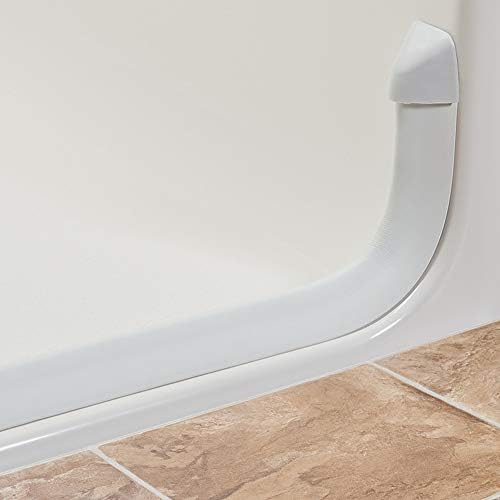 Collapsible Shower Dam - Water Threshold Barrier Stopper for Curb Free Shower/Easy Wheelchair Roll in/Use with Weighted Curtain for Full Splash Guard/Neutral/Radius End Caps/ 72"