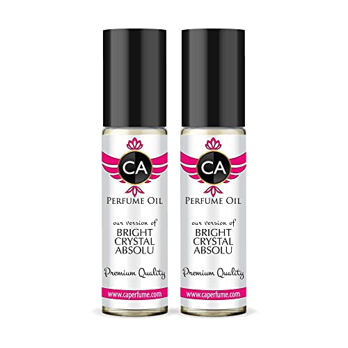 CA Perfume Impression of Bright Crystal Absolu For Women Replica Fragrance Body Oil Dupes Alcohol-Free Essential Aromatherapy Sample Travel Size Concentrated Long Lasting Attar Roll-On 0.3 Fl Oz-X2
