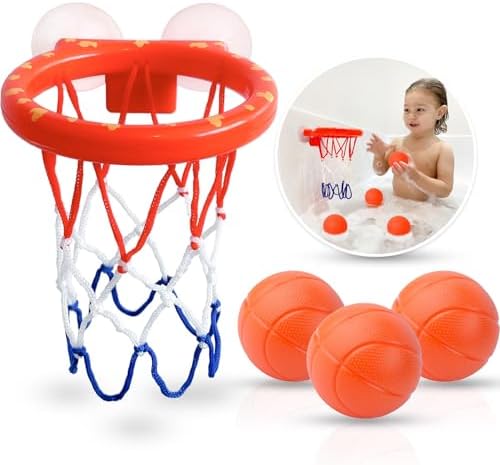 Bath Toys - Bathtub Basketball Hoop for Kids Toddlers - Mold Free Bath Toys with Suction Cup & 3 No Hole Balls - Shower and Bathtub Toys for Toddlers - Boys Girls