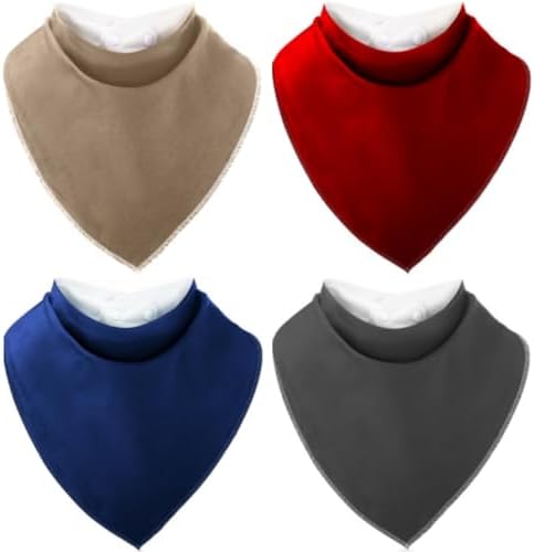 4 Pcs Adult Drool Bib for Men Women Special Needs, Soft Absorbent Large Elderly Snap Bandana Bibs Set for Clothing Protector (Bright Colors)