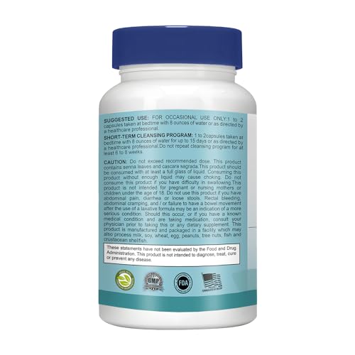 15 Day Gut Cleanse - Gut & Colon Support Detox - with Psyllium Husk, Senna Leaf 30 Capsules (5 Pack)