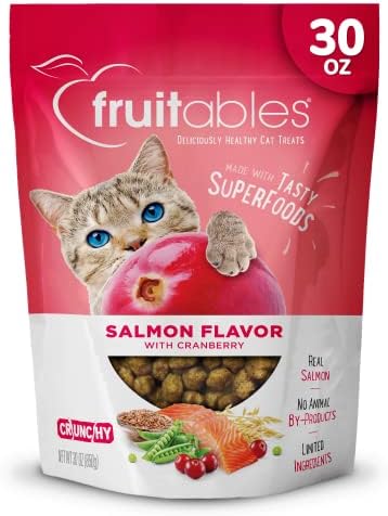 Fruitables Cat Treats – Crunchy Treats for Cats – Healthy Low Calorie Treats Packed with Protein – Free of Wheat, Corn and Soy – Made with Real Salmon with Cranberry – 30 Ounces