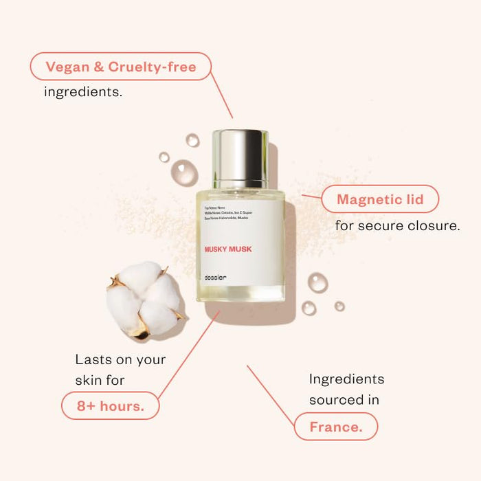 Dossier - Musky Musk - Eau de Parfum - Inspired by Juliette.Gun's Not a Perfume - Perfume Luxury - Pure Infused - Paraben-Free - Vegan - For Women - Fragrance 1.7 Fl Oz (Spray 50ml)
