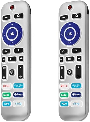2 Pack Backlit Remote Control Only for Roku TV, Fit for TCL/Onn/Hisense/Element/Sharp/Philips/Westinghouse/Insignia/JVC/RCA/Hitachi/Sanyo Roku Series TVs (Not for Roku Stick and Box)-Silver