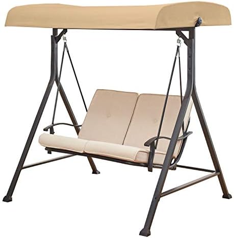 Garden Winds Replacement Canopy Top Cover Compatible with The Mainstays Belden Park MSS129900298039, MSS129900298040 2-Person Swing - Standard 350 - Measures Approximately 64" L x 43" W