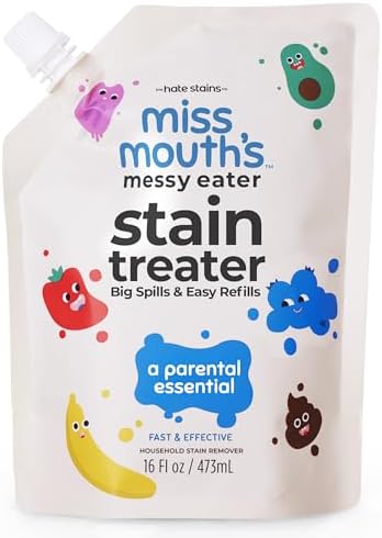 Miss Mouth's Messy Eater Stain Treater - 16oz Refill - Newborn & Baby Essentials - No Dry Cleaning Food, Grease, Coffee Off Laundry, Underwear, Fabric