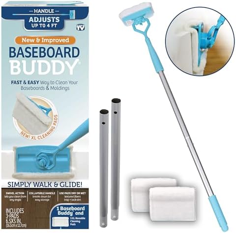 Baseboard Buddy – Baseboard & Molding Cleaning Tool! Includes 1 Baseboard Buddy and 3 Reusable Cleaning Pads, As Seen on TV
