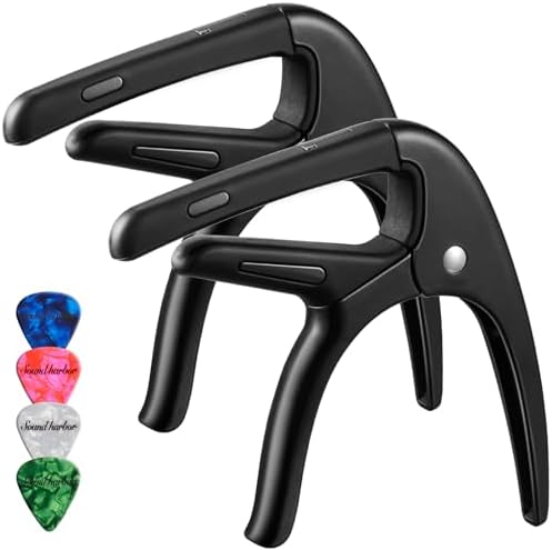 Guitar Capo 2 Pack Capo for Acoustic and Electric 6 String Guitars (Black Capo)