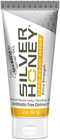 Absorbine Silver Honey Rapid Wound Repair Ointment 2oz Tube, Medical Grade Manuka Honey & MicroSilver BG