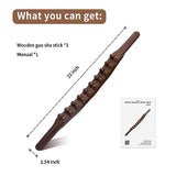 Goodtar Guasha Wood Stick Tools Wooden Therapy Scraping Lymphatic Drainage Massager, Double Row 20 Beads Point Treatment Gua Sha Tools for Back Leg,1 pcs