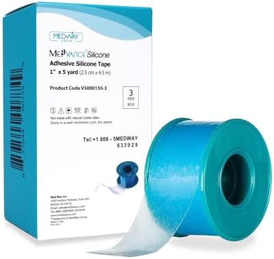 Medvance Soft Silicone Tape with Perforation for Easy Cut Size - 1" Width (3 Pack, 5 Yards)