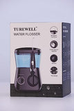 TUREWELL Water Flossing Oral Irrigator, 600ML Dental Water Teeth Cleaner 10 Adjustable Pressure, Electric Oral Flosser for Teeth/Braces, 8 Water Jet Tips for Family (Black)