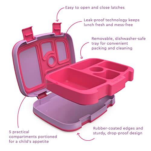 Bentgo® Kids Prints Leak-Proof, 5-Compartment Bento-Style Kids Lunch Box - Ideal Portion Sizes for Ages 3 to 7 - BPA-Free, Dishwasher Safe, Food-Safe Materials (Fairies)