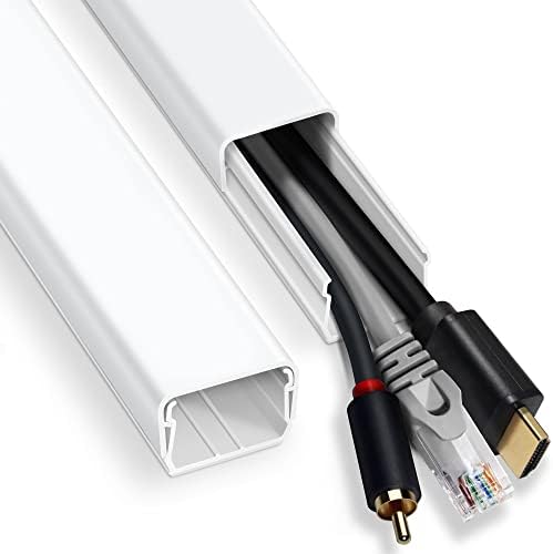 102in TV Wall Cord Hider, Cord Covers for Wall Mounted TV, Paintable TV Cable Hider Wall Kit, PVC Wire Hiders for TV on Wall, Cable Cover Wall Wire Cover, Cable Raceway White, 6X L17in W0.95 H0.59in