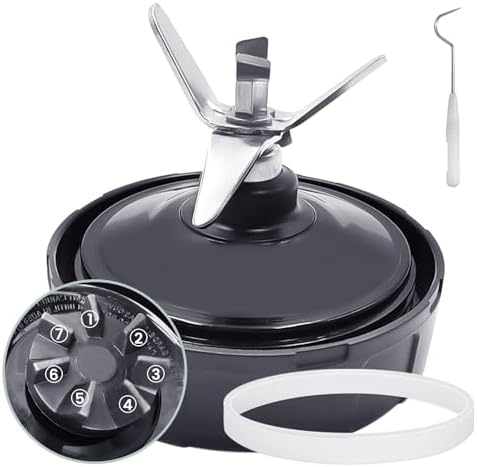 1 Pack Ninja Blender Replacement Part, 7 Fins Ninja Blender Blade with Rubber Gasket, Stainless Steel High Speed New Bearing, Compatible with Ninja Blenders Auto iQ BL480 BL482 BL682 BL642 NN102 Etc.