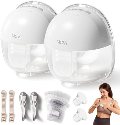 NCVI Hands Free Breast Pump 8111, Wearable Breast Pump for Breastfeeding, Wireless Portable Milk Pump with Strong Suction, 4 Modes & 9 Levels, Ultra-Quiet Discreet Pump, 21/24mm Flanges, 2 Pack