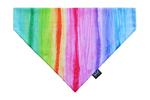 Rainbow dog bandana over the collar, slip on pet neckerchief, LGBTQ pride dog & cat accessory, cute gift for dog (Watercolor rainbow, Small)