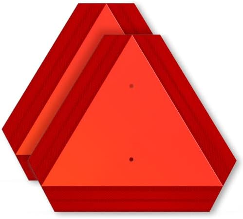SWEETAPRIL Slow Moving Vehicle Sign, Rust Free Aluminum Slow Moving Vehicle Triangle Signs, 14"X16", 40-Mil Thick Diamond Grade Reflective For Golf Cart, Tractor, Utv, Safety Signs (Orange-red