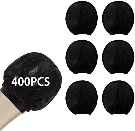 Microphone Cover Pop Filter 400 PCS, Disposable Mic Cover with Individual Packing, Microphone Protector Suit for Most Handheld Microphones, Non-Woven, Black
