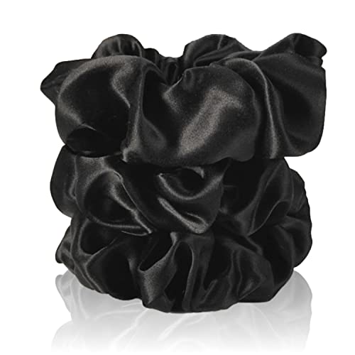 Celestial Silk Mulberry Silk Scrunchies for Hair (Black)