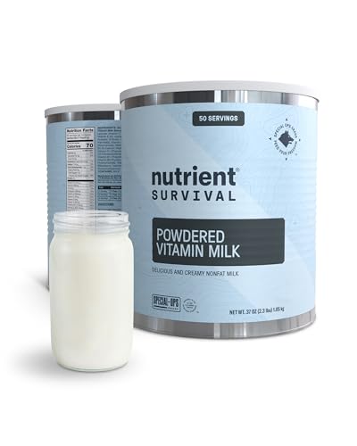 Nutrient Survival Vitamin Powdered Milk, Freeze Dried Prepper Supplies & Emergency Food Supply, 21 Essential Nutrients, Soy & Gluten Free, Shelf Stable Up to 25 Years, One Can, 50 Servings
