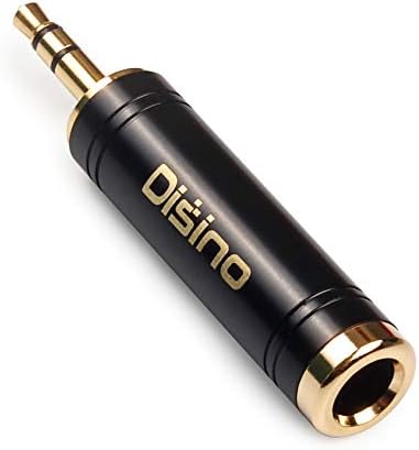 Disino 3.5mm to 1/4 Inch Headphone Adapter, 1/8 Inch Mini Jack Male to 1/4 Inch Female Jack Stereo Adapter, Gold-Plated Pure Copper Aux audio interface headphone converter, Black - 1 Pack